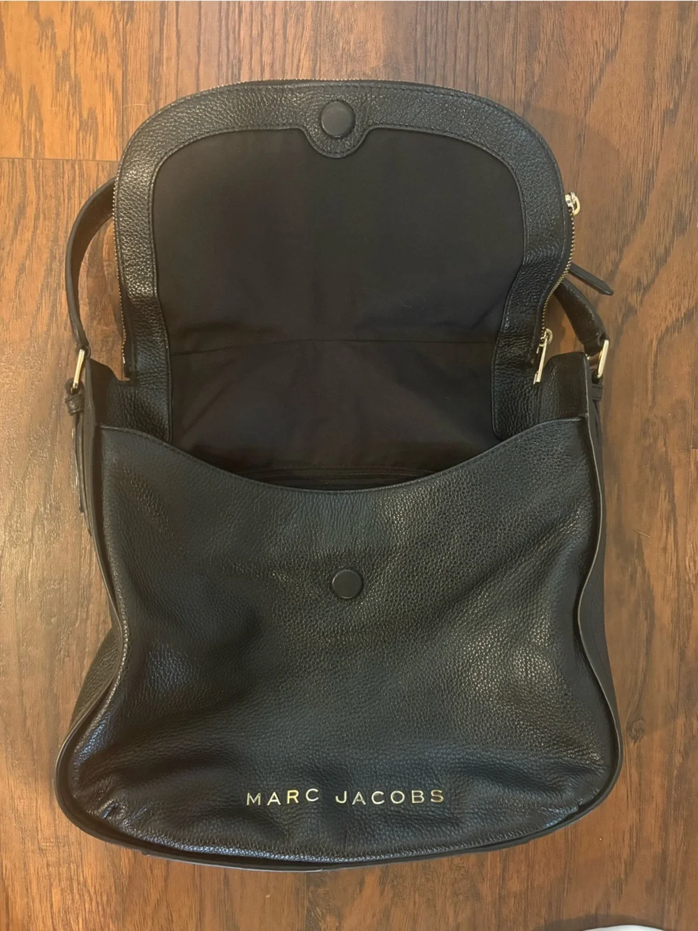 Marc Jacobs Black Leather Hobo with Gold Hardware